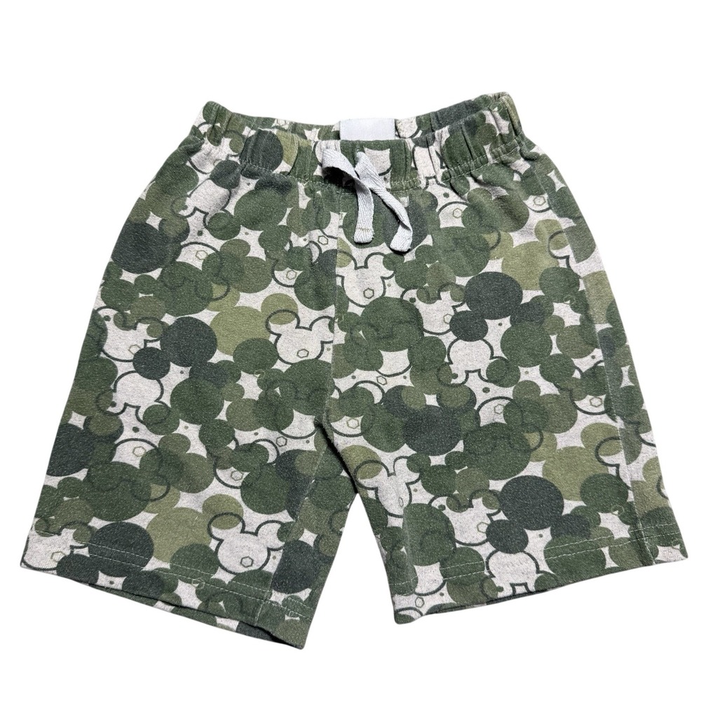 Disney Junior Mickey Mouse Boys Green Camo Hidden Mickey Knit Shorts Size 6